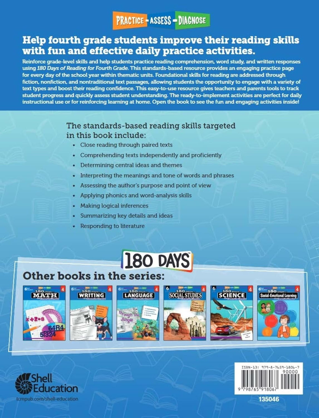 180 Days™: Practice Workbooks for Fourth Grade: Reading 2nd Edition,
