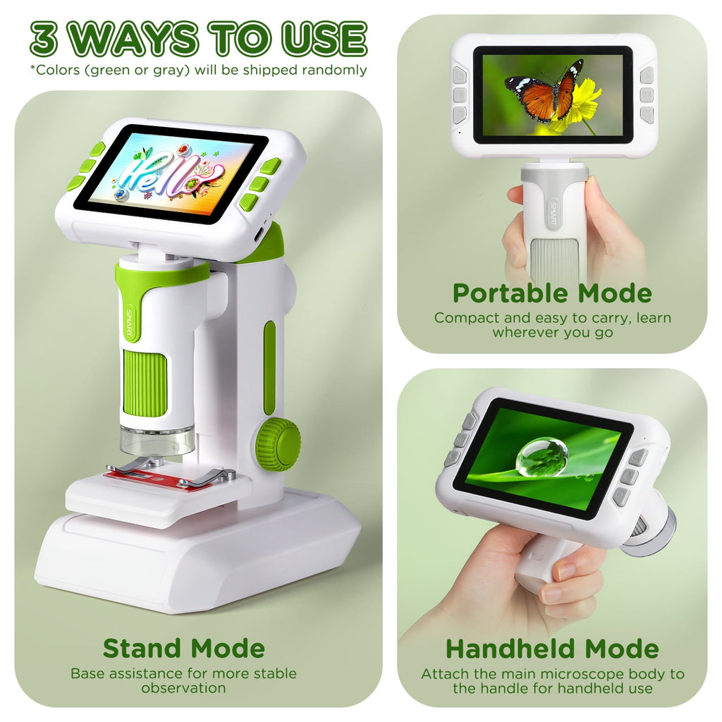 Beefunni Kids Digital Microscope with 4-Inch Screen, STEM Educational