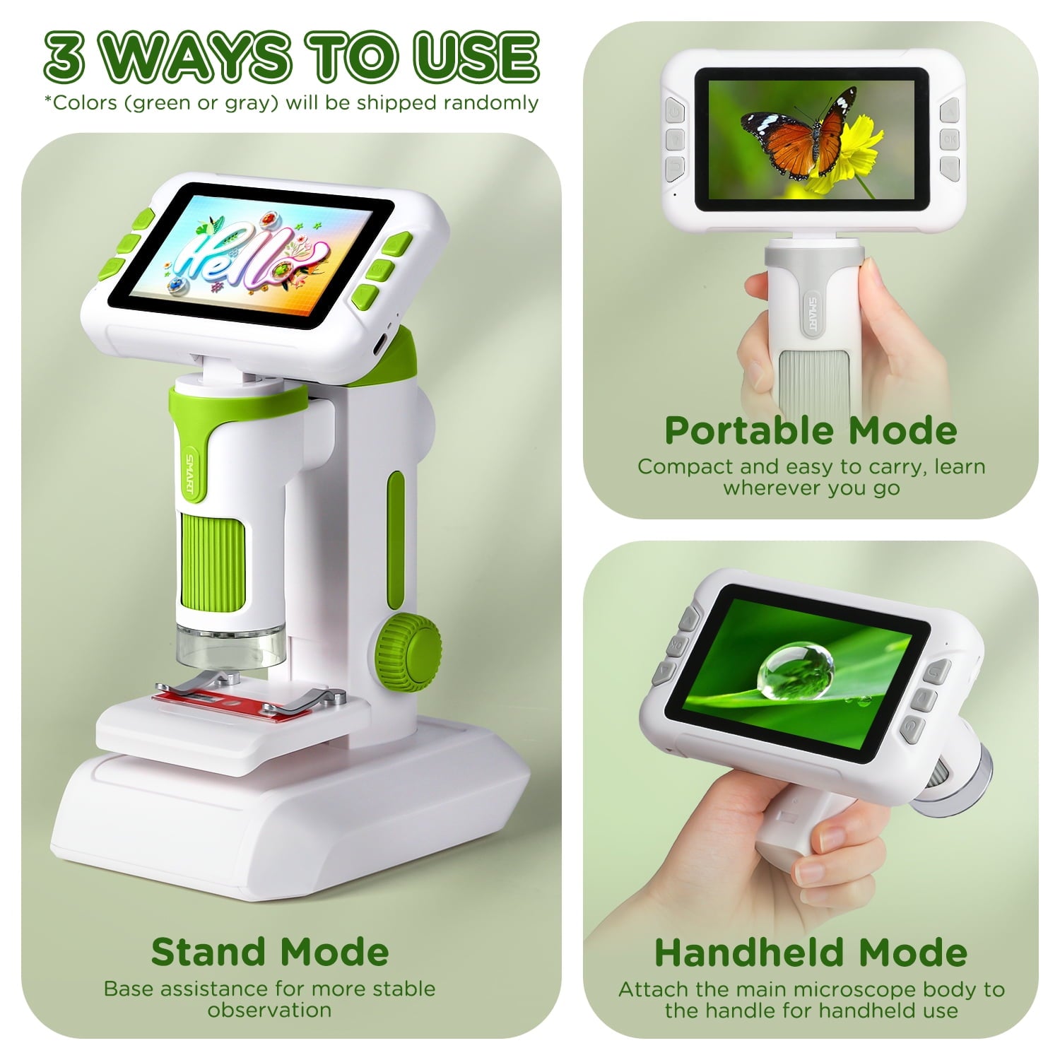 Beefunni Kids Digital Microscope with 4-Inch Screen, STEM Educational