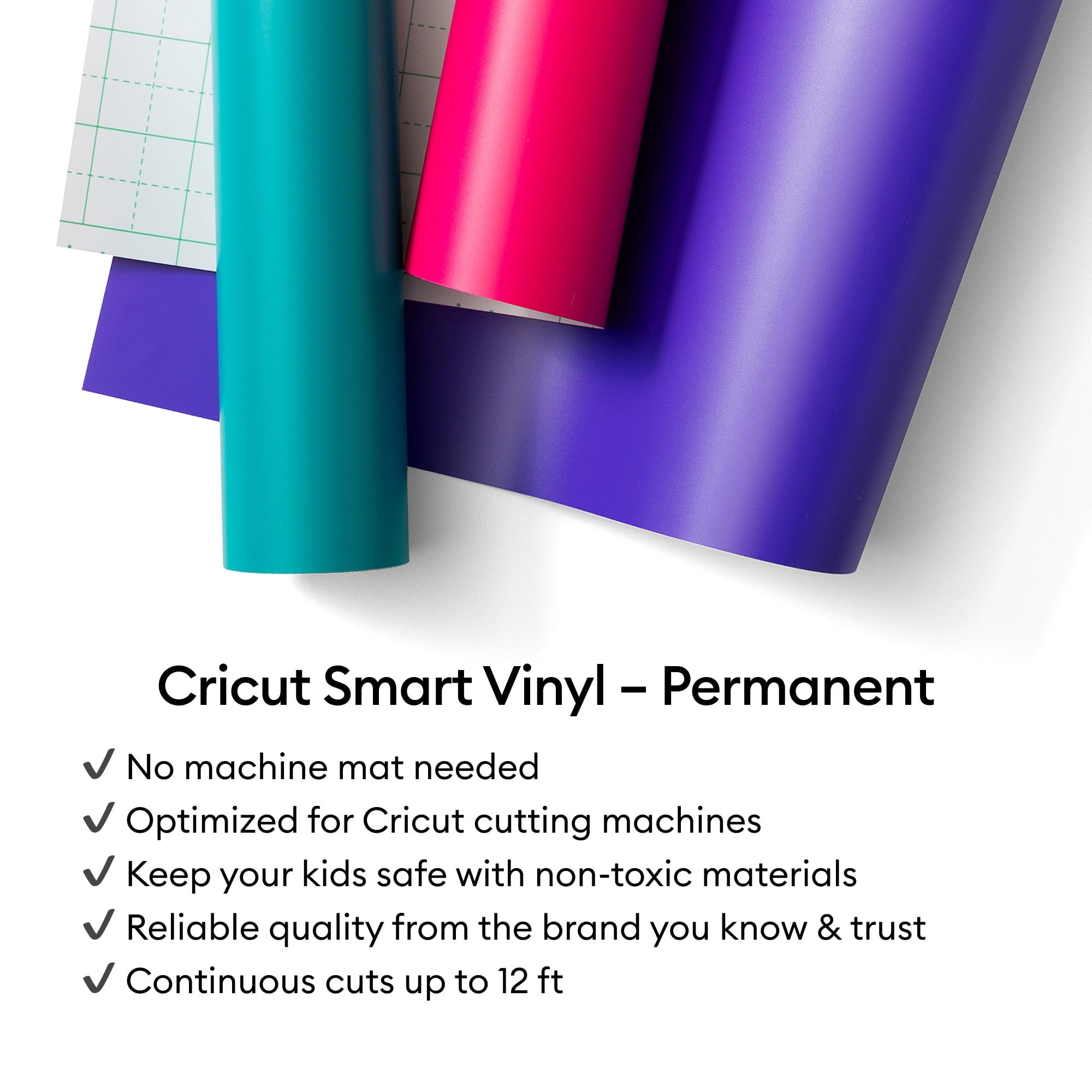 Cricut Smart Vinyl Matless Permanent Vinyl (3 ft), Black, 13 x36, Roll