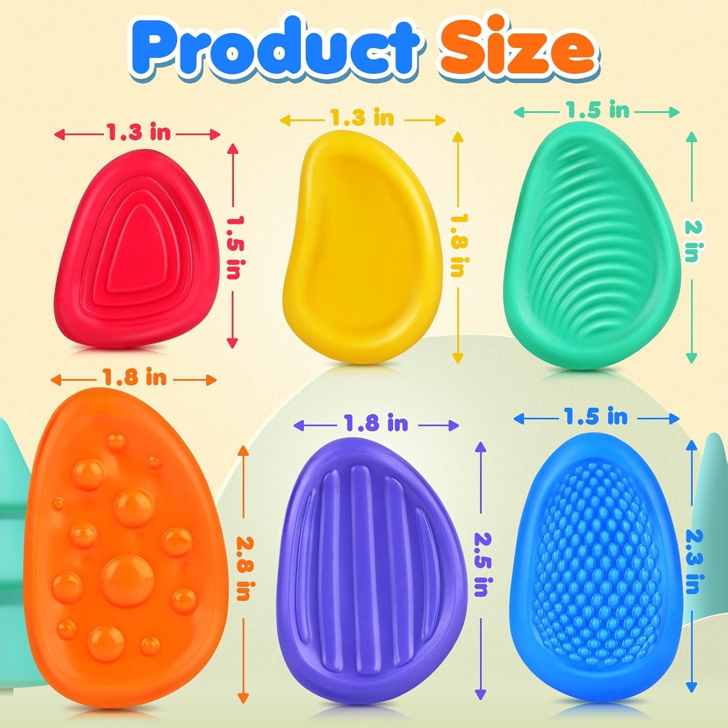 Sensory Stone for Kids: 6 Pack Textured Soft Worry
