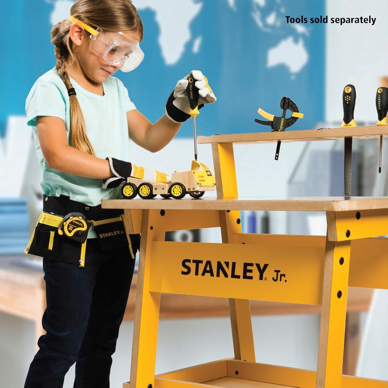 Stanley Jr. Kids Work Bench - Real Wood Craft Kits Fun - Workshop Tool