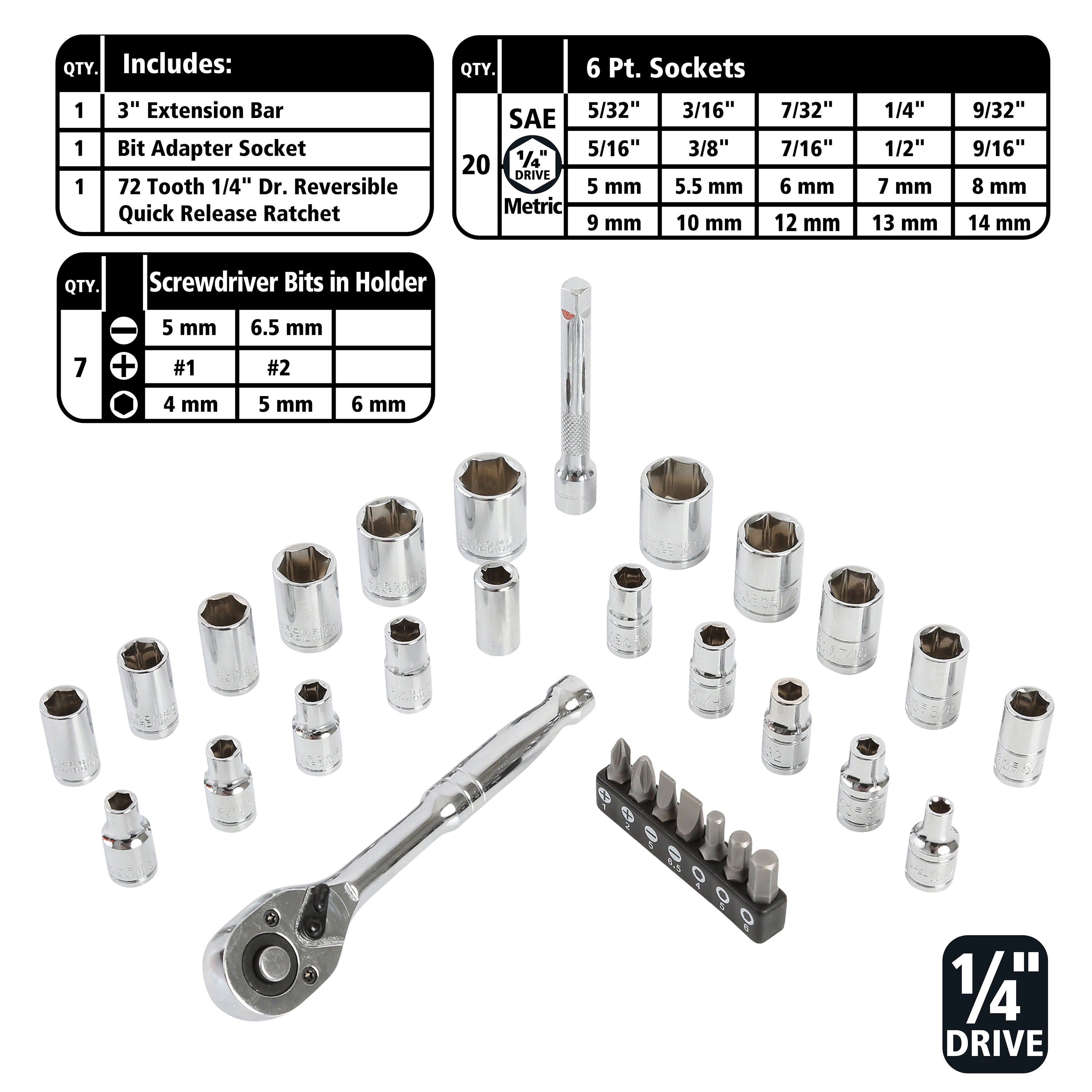 GreatNeck Mechanic's Tool Set, 30 Pieces, for Routine Auto Mainenance