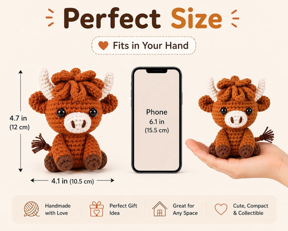 2 Pack Highland Cow Crochet Kit for Beginners, Cow Amigurumi Starter S