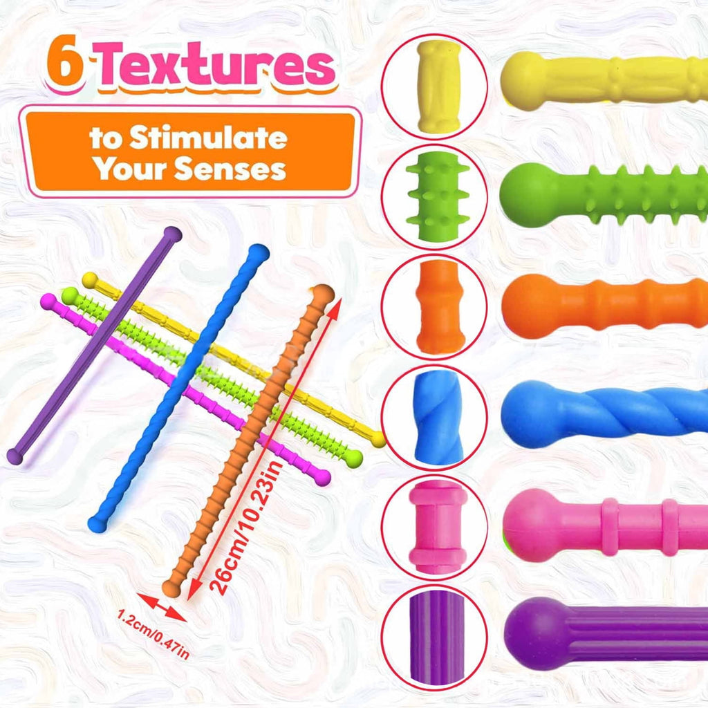 6 Pack Sensory Toys Sticks Stretchy