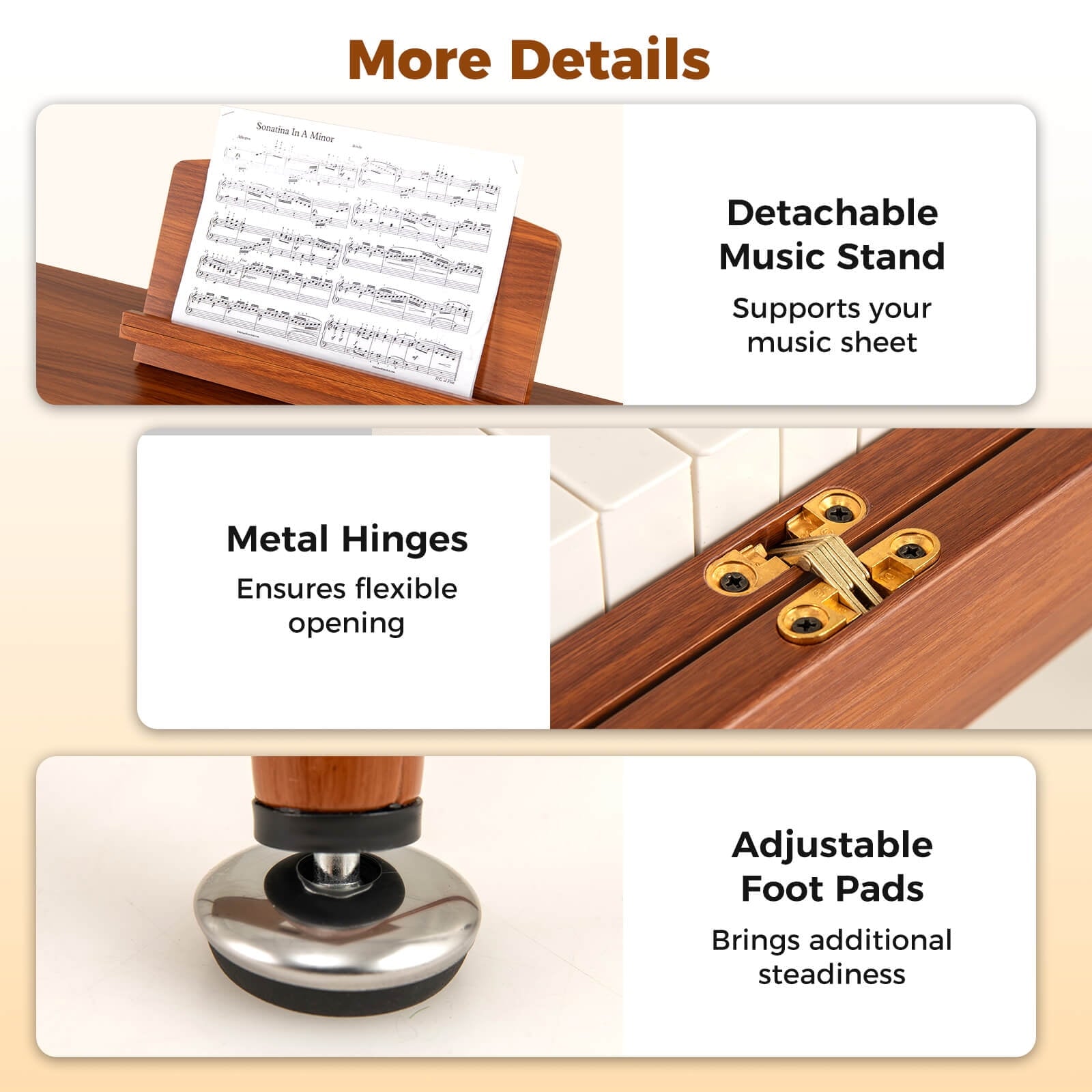 Costway 88-Key Graded Hammer Action Weighted Keyboard with Push-pull D