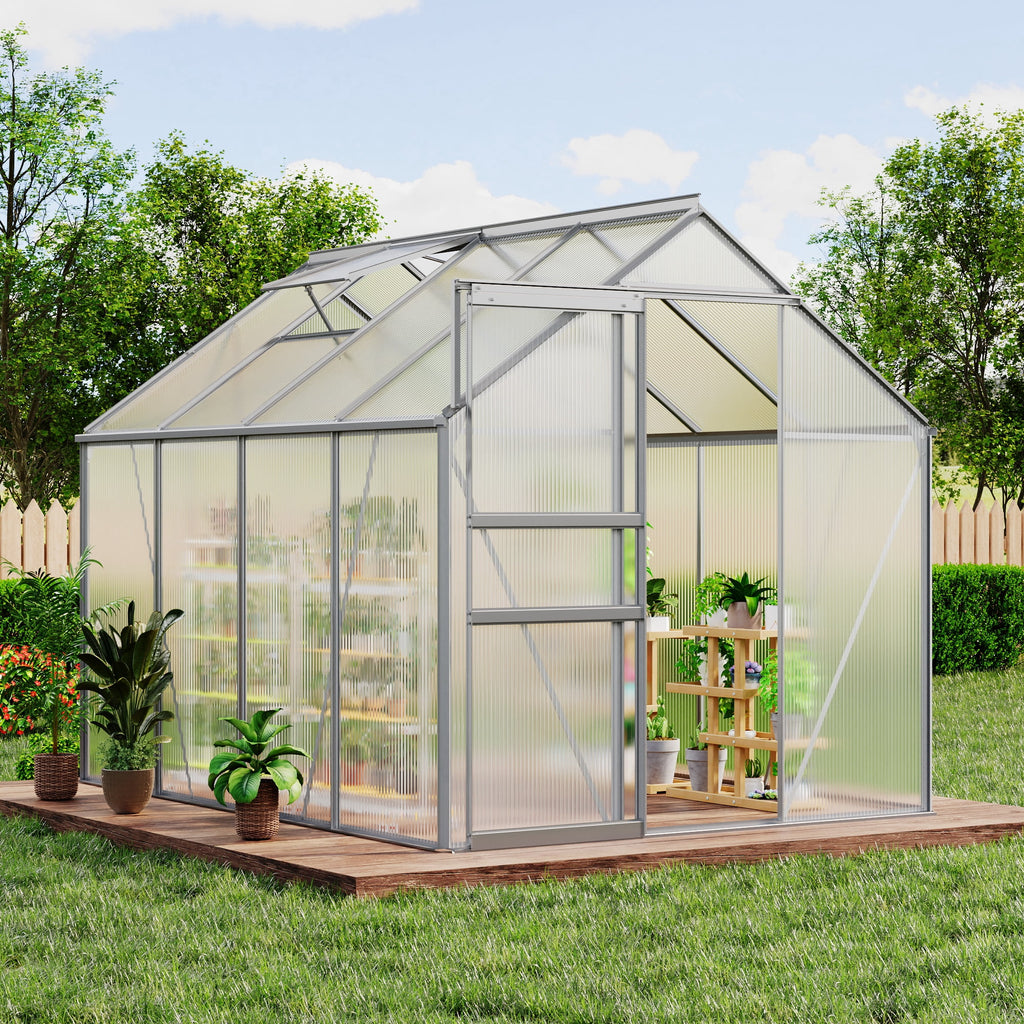 Spacious Polycarbonate Walk-In Greenhouse 6x8 FT – Heavy Duty Alumin