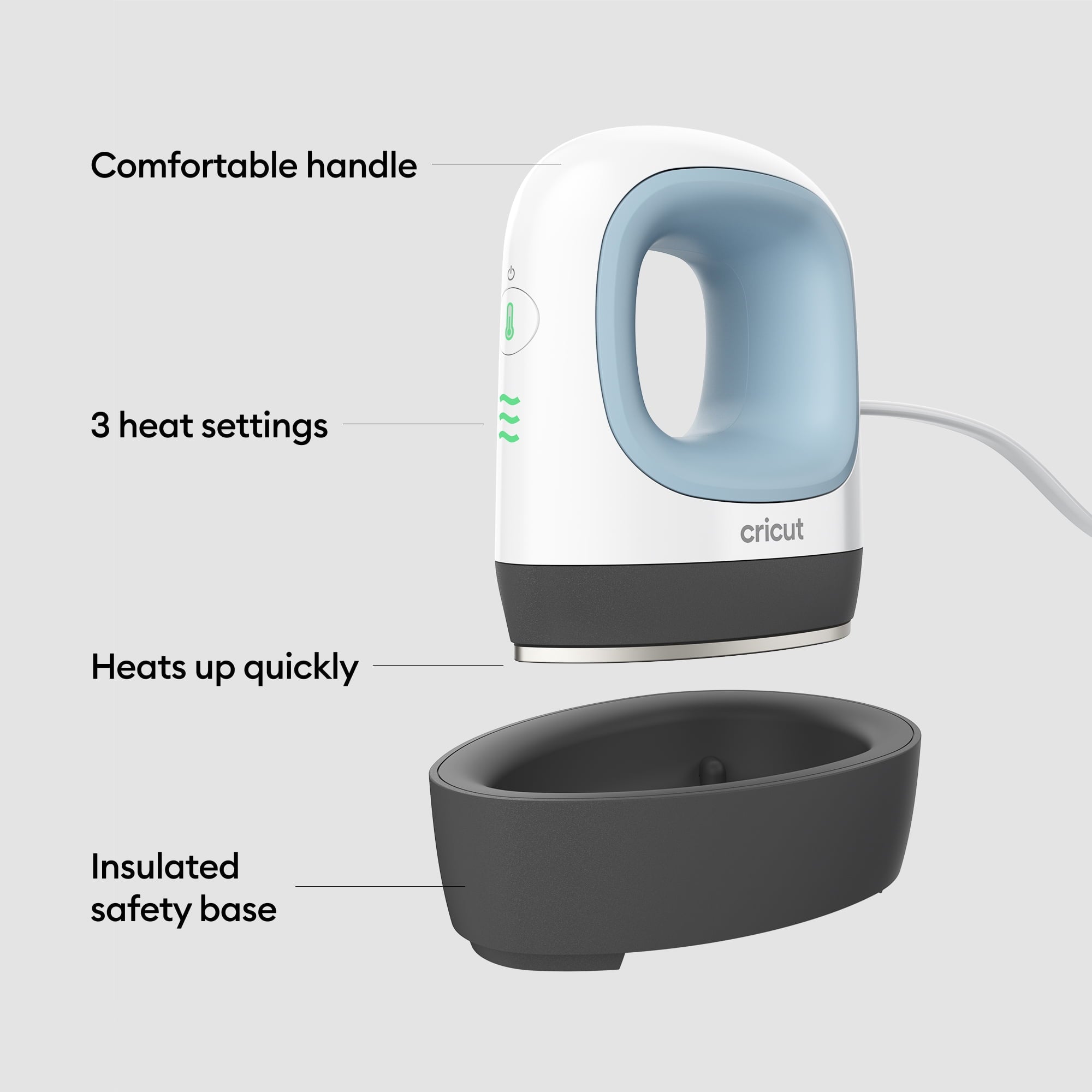Cricut EasyPress Mini™, Zen Blue - Compact Handheld Heat Press Machi