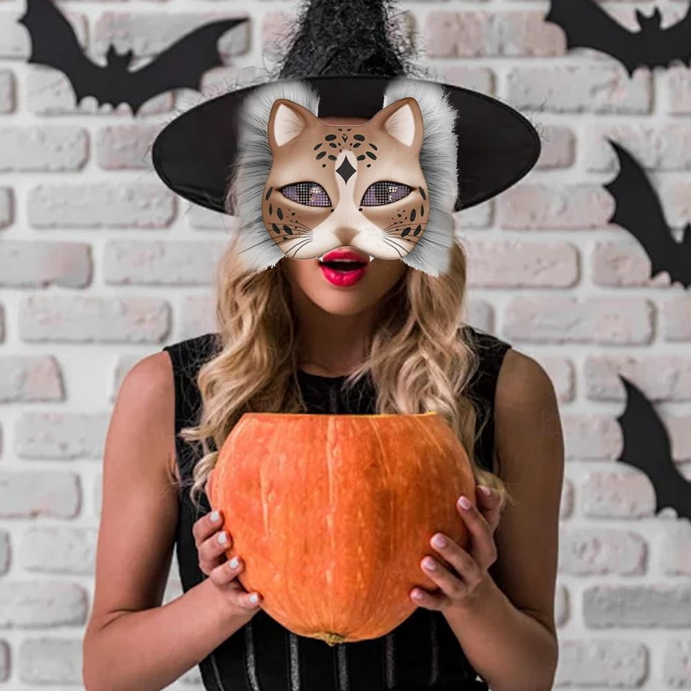 DIY Cat Mask Craft Kit, Blank Paper Mask with Colored Felt & Plush Fab