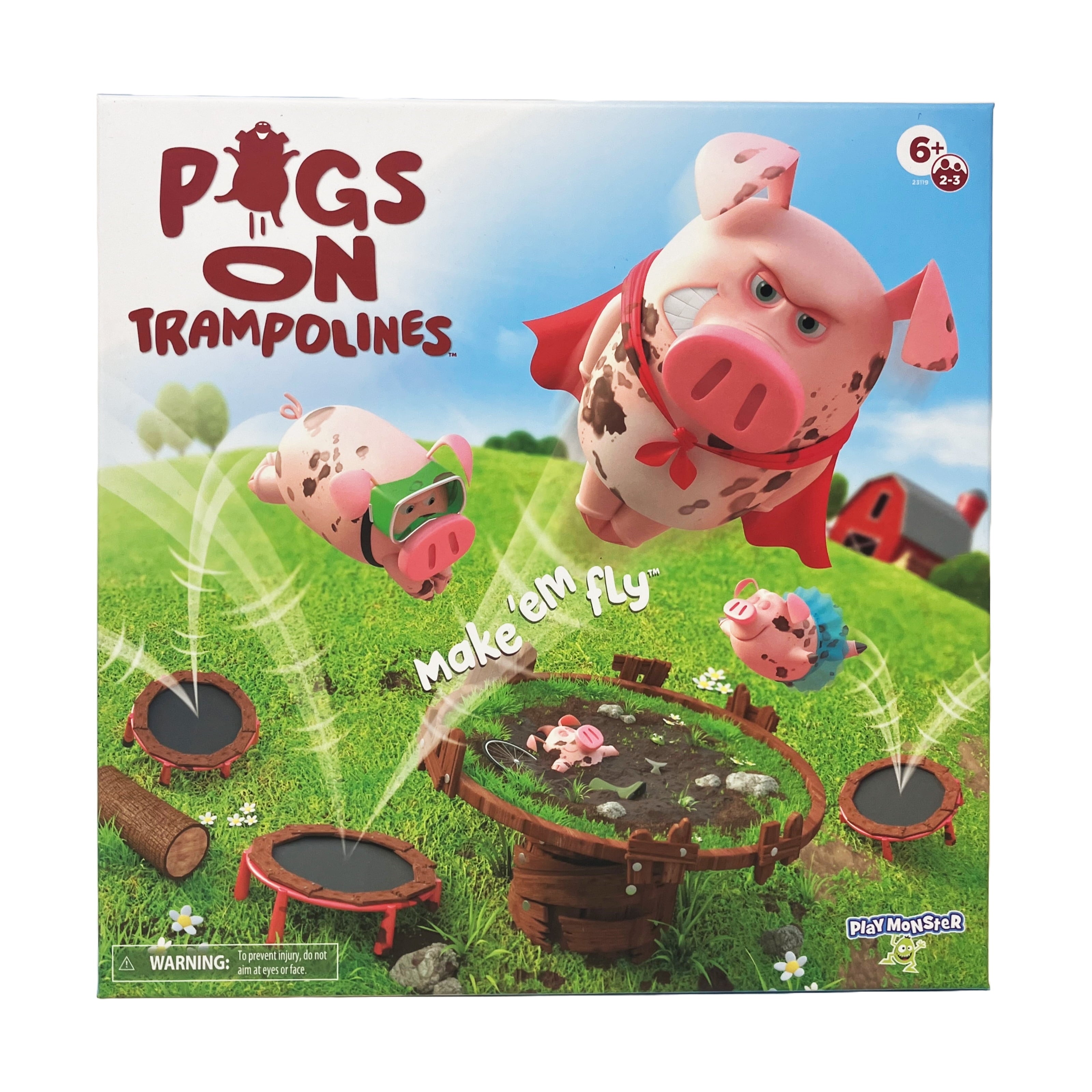 PlayMonster Pigs on Trampolines, Family Board Game, 2 to 3 Players, Ch