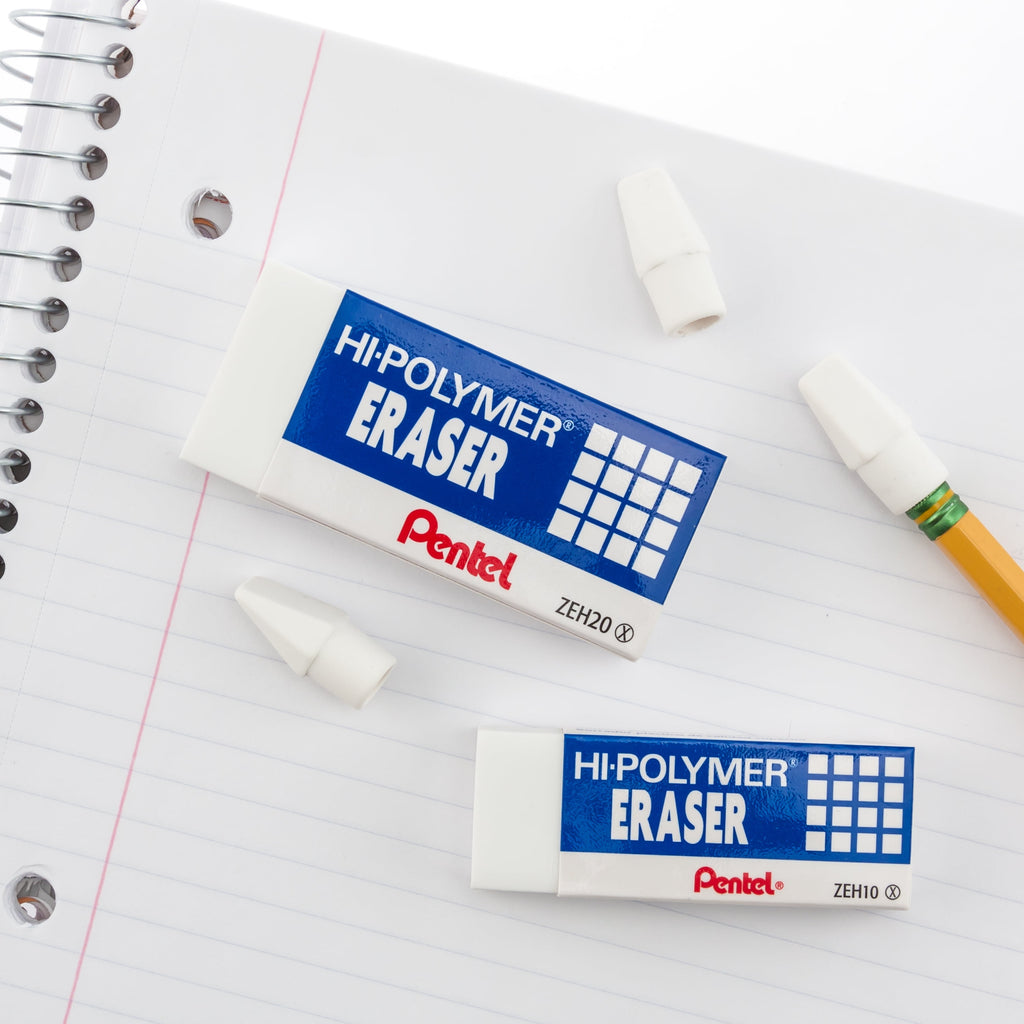 Pentel Hi-Polymer Block Eraser, Latex Free, White, Pack of 3 Erasers