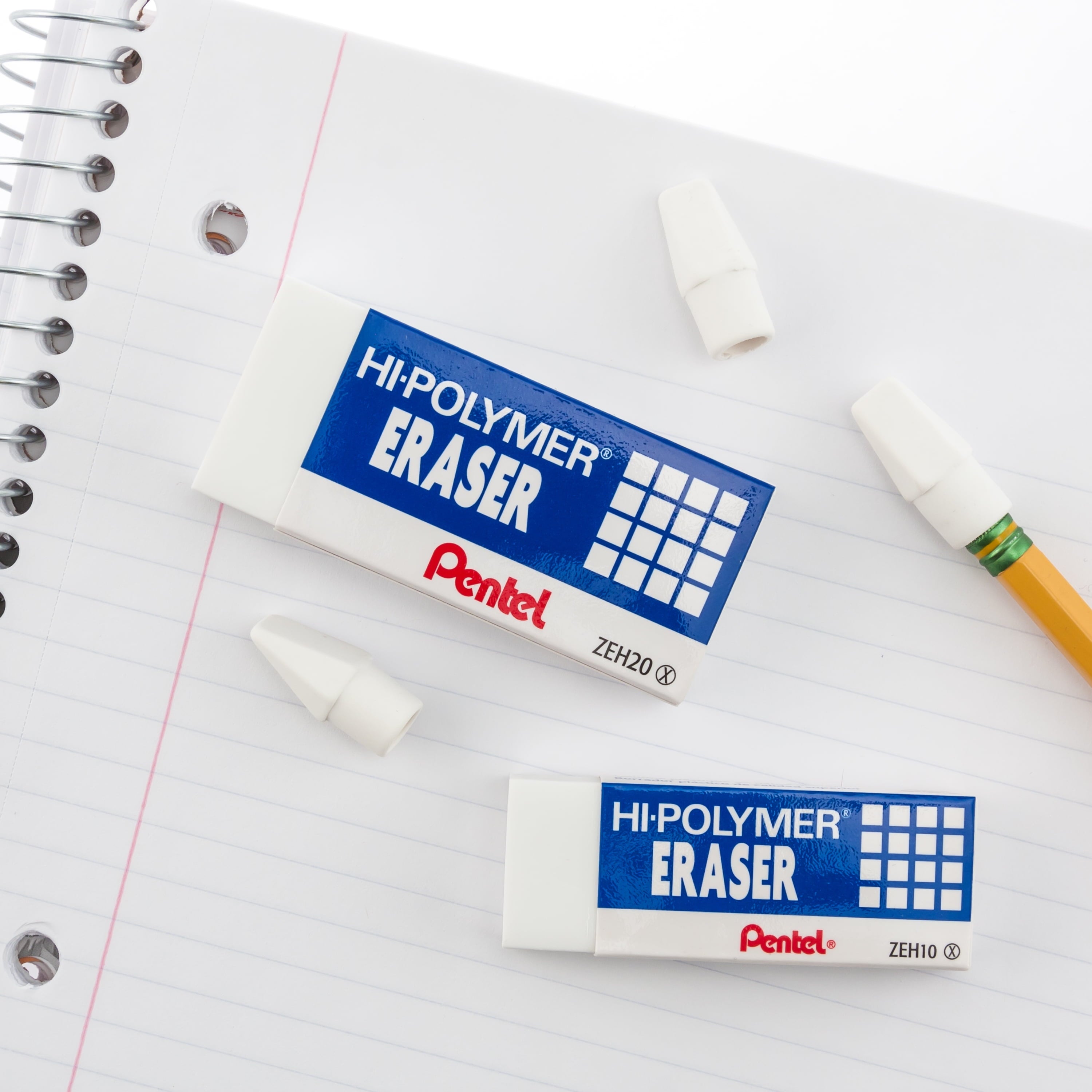 Pentel Hi-Polymer Block Eraser, Latex Free, White, Pack of 3 Erasers