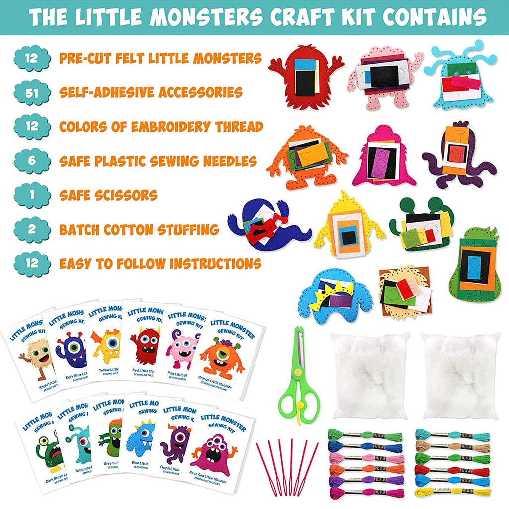 Austok Felt Craft Kit, DIY Sewing Felt Plush Animals for Kids Beginner