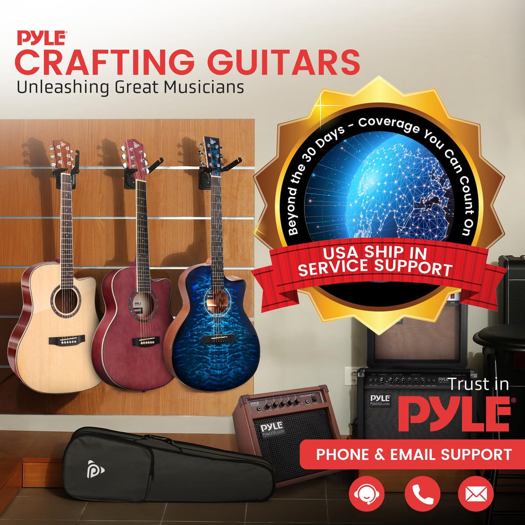 Pyle 6 String Acoustic Guitar, Right, Black Matte, 30" PGACLS30BKMT