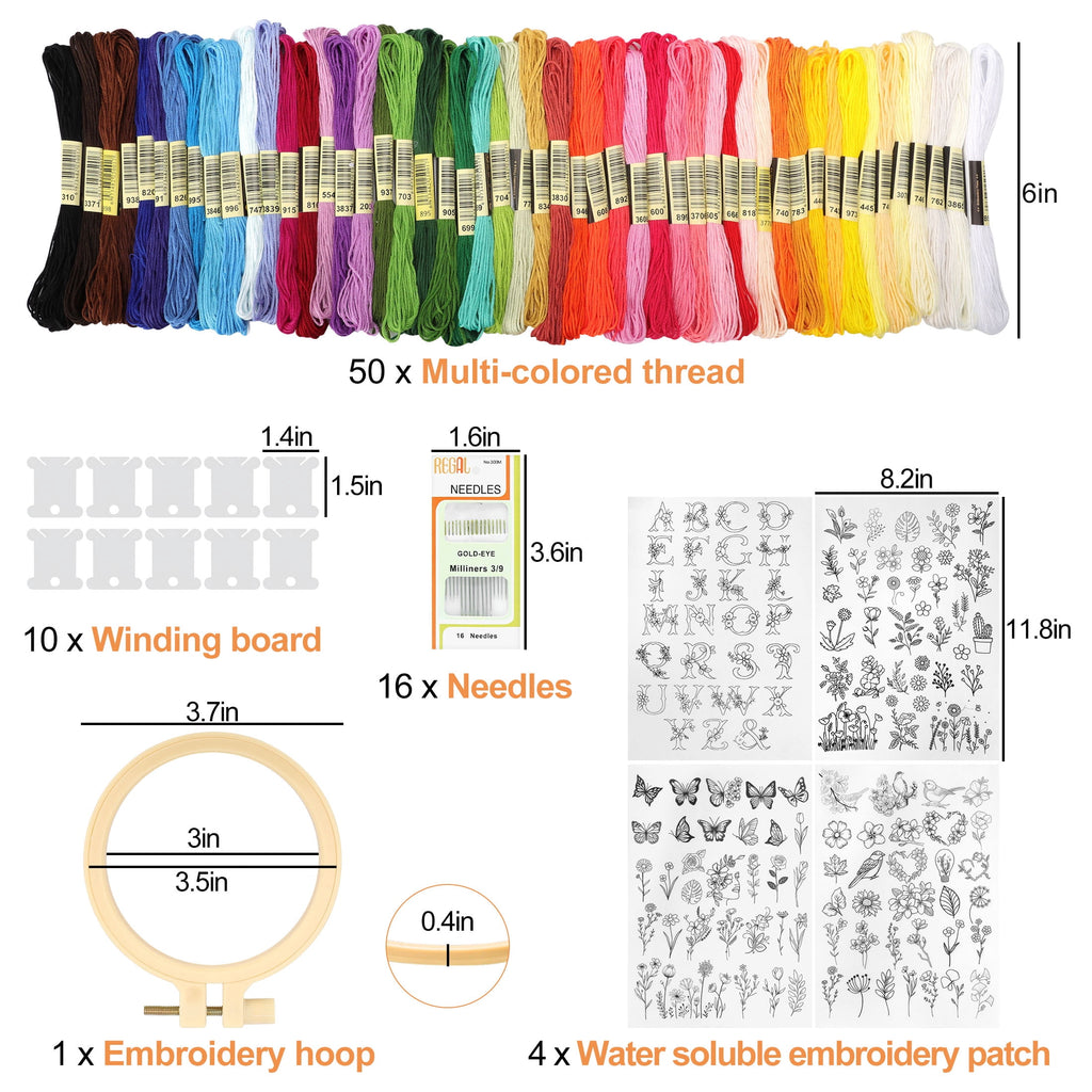 TSV 50pcs Embroidery Floss, Cross Stitch Thread with Water Solubility