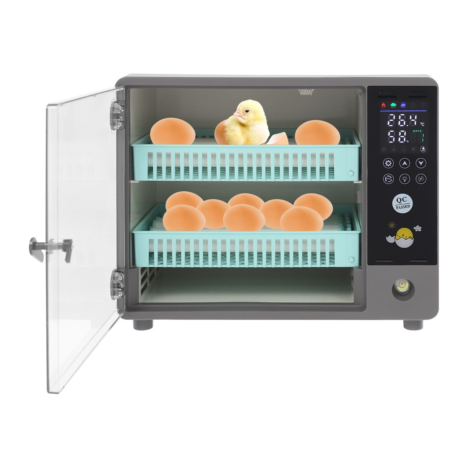 ToppiJoy 55W 24 Egg Incubator, Egg Incubator with 90 Minutes Automatic