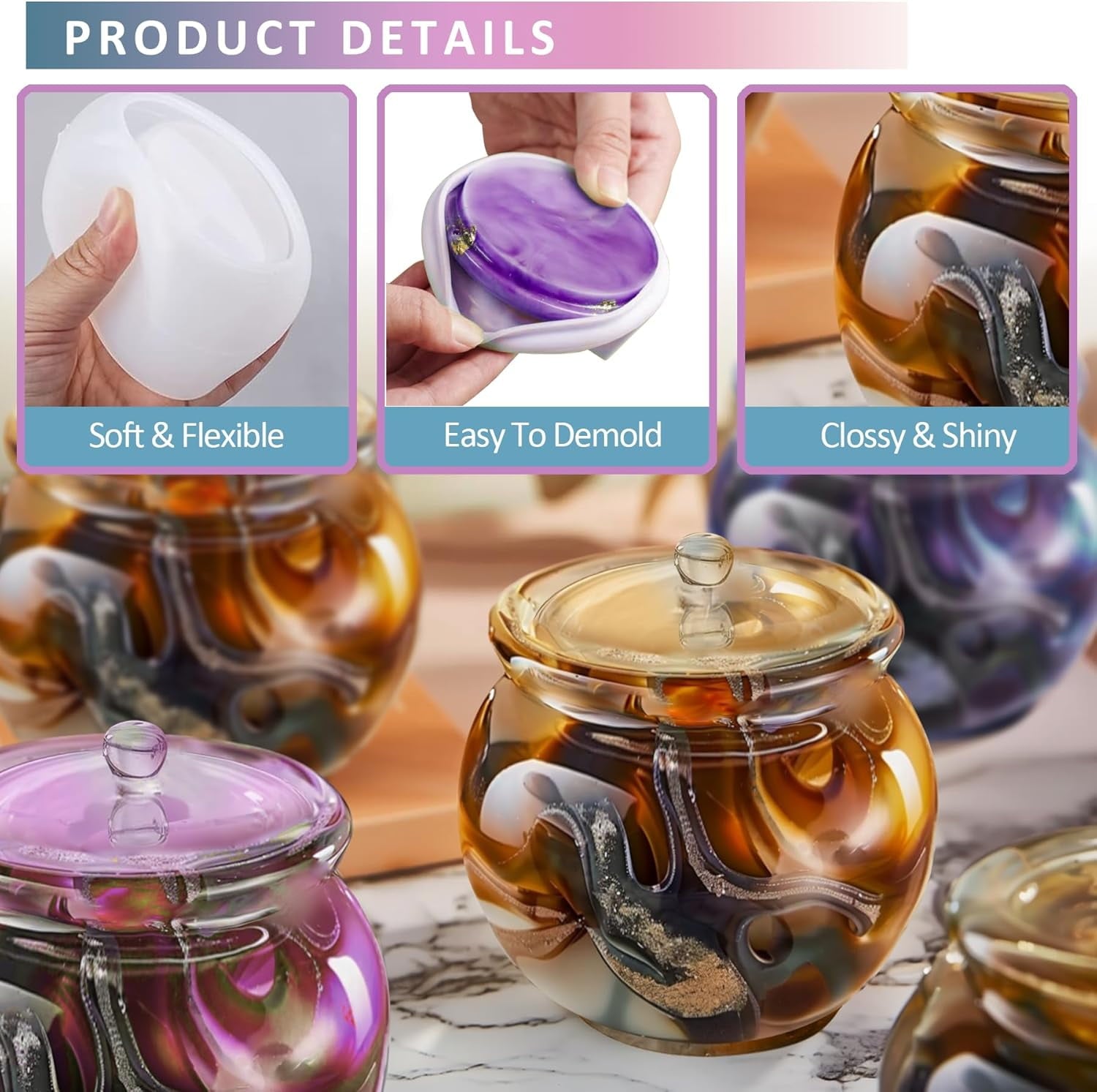 Jar Resin Molds Extra Large, Jars Silicone Molds with Lid for Epoxy Re