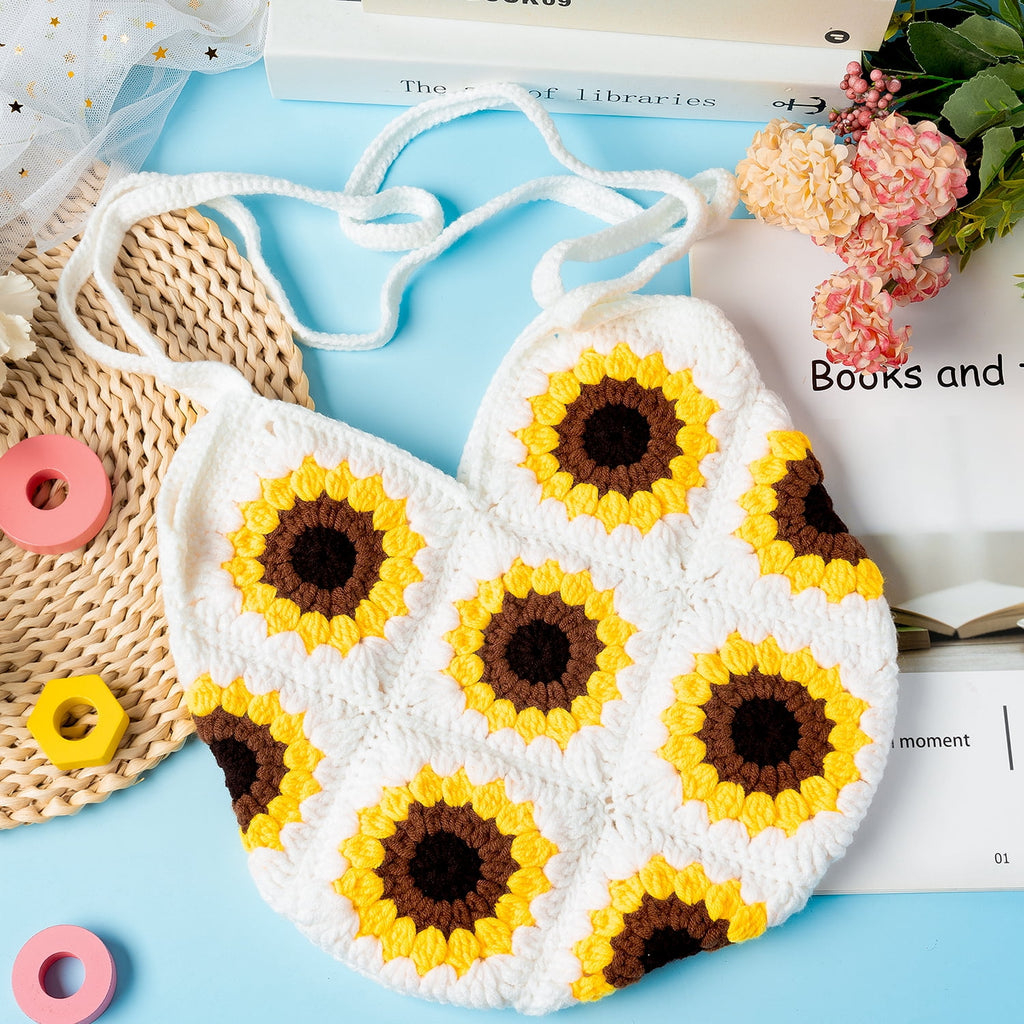 Belanttega Crochet Kit for Beginners, Sunflower Handbag Crochet Starte