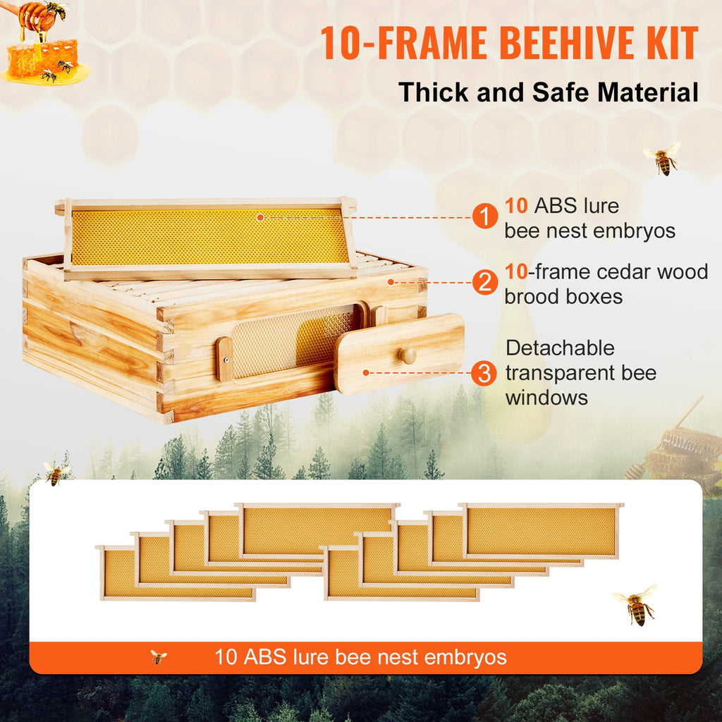 KFFKFF Beekeeping Starter Set, fir Wood Coated with Pure Beeswax, Lang