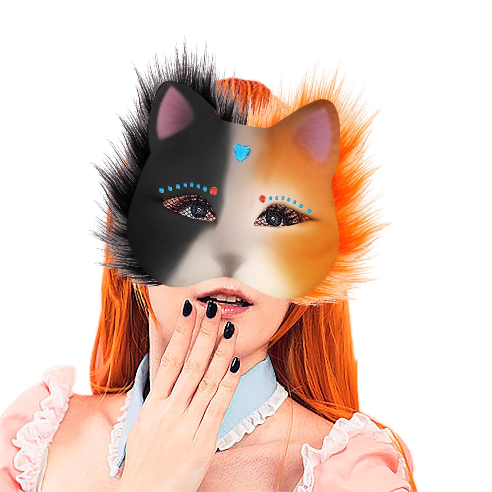 DIY Therian Mask Kit Blank Cat Mask with Felt Fabric Sheet Plush Eye M