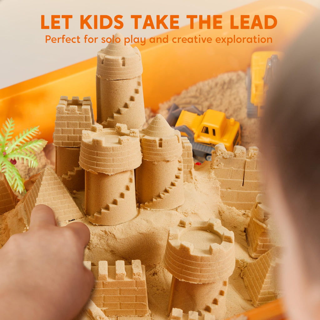 Construction Sensory Bin with Glow-in-The-Dark Stones
