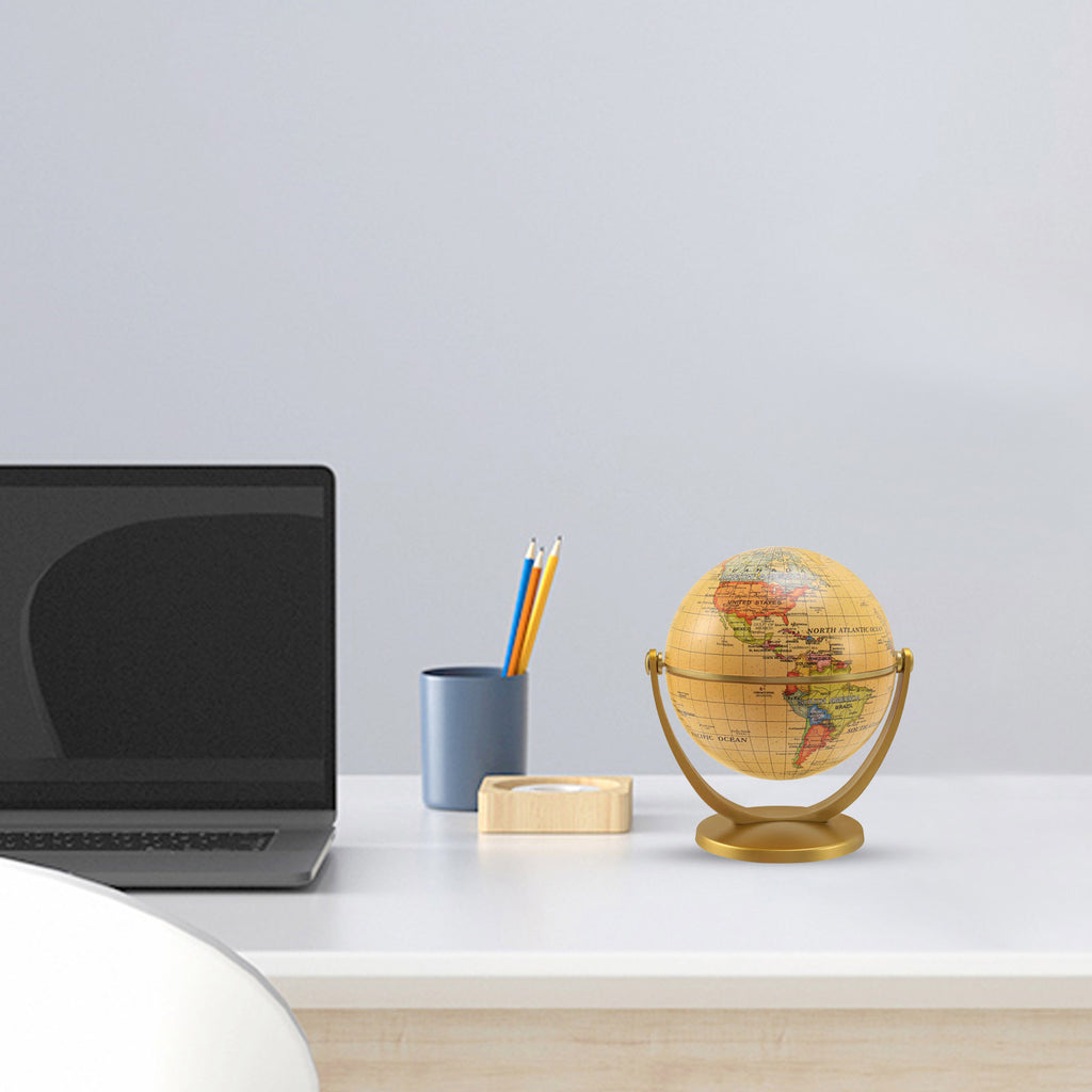 Retro Rotating World Globe Earth Antique Home Office Desktop Decor Geo