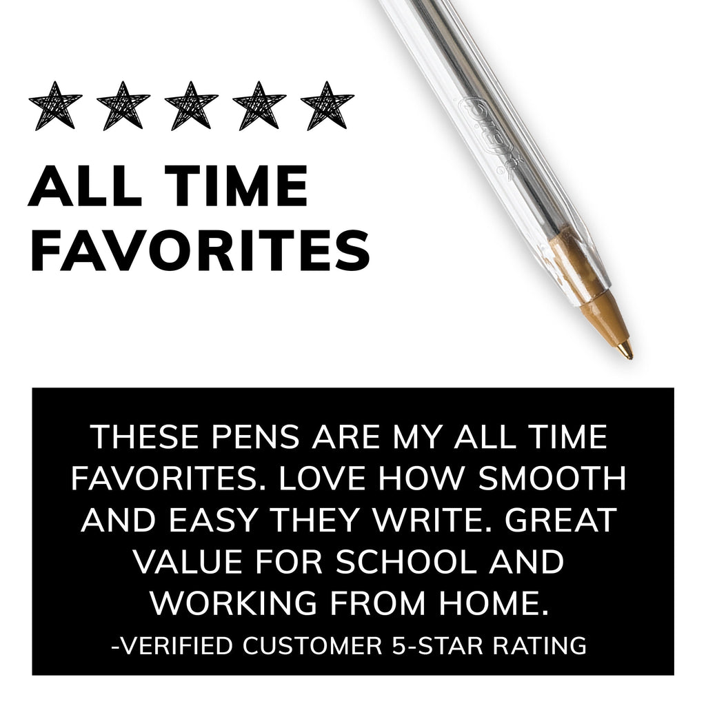 BIC Cristal Xtra Smooth Medium Point Ball Pen, Black Ink, 10 Pack