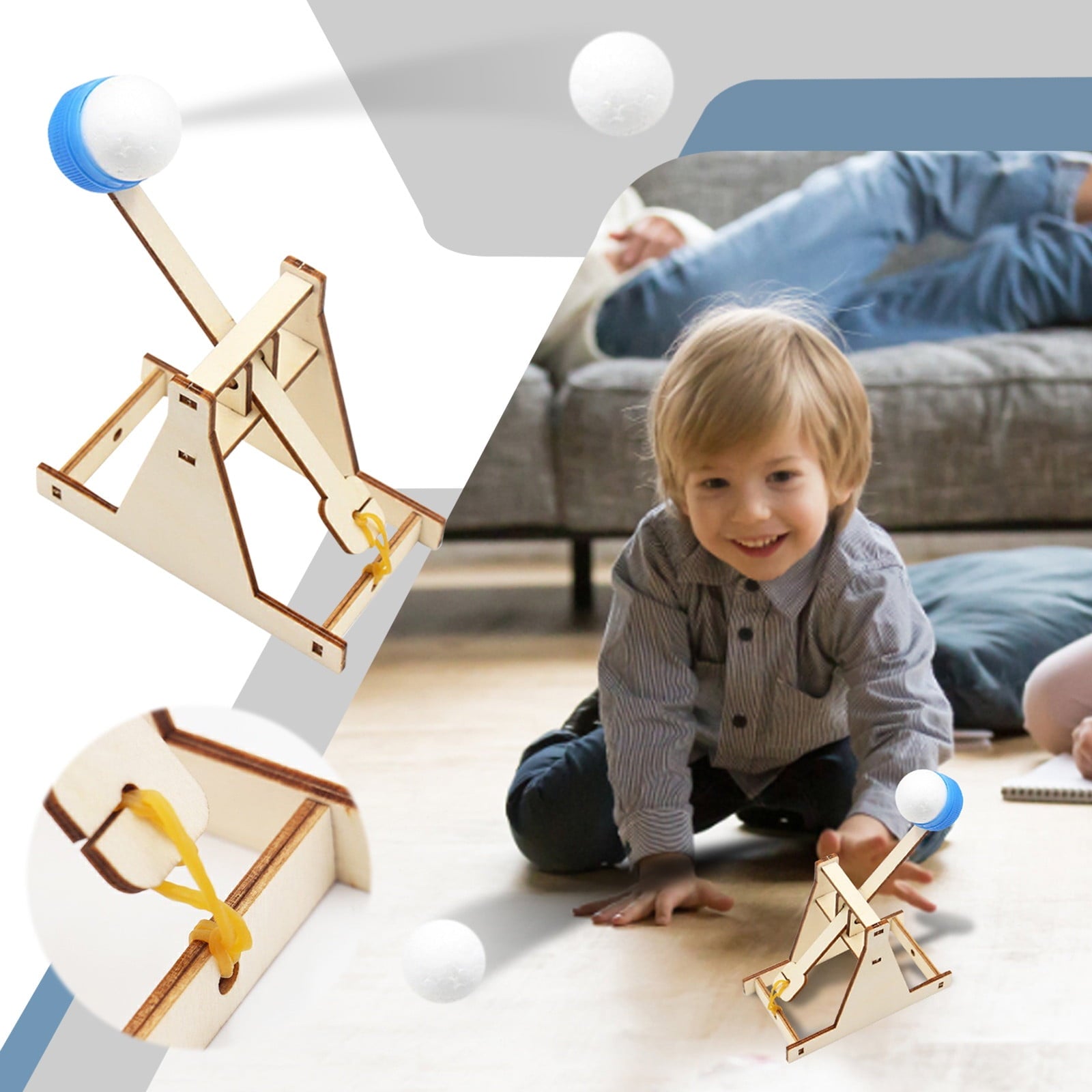 Wooden Trebuchet Construction Kit Educational DIY Mechanical Building