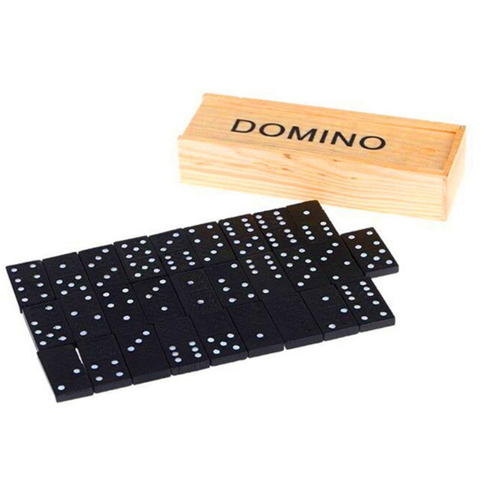 Wooden Boxed Black Dominoes Wooden Board Game Teaching Aids