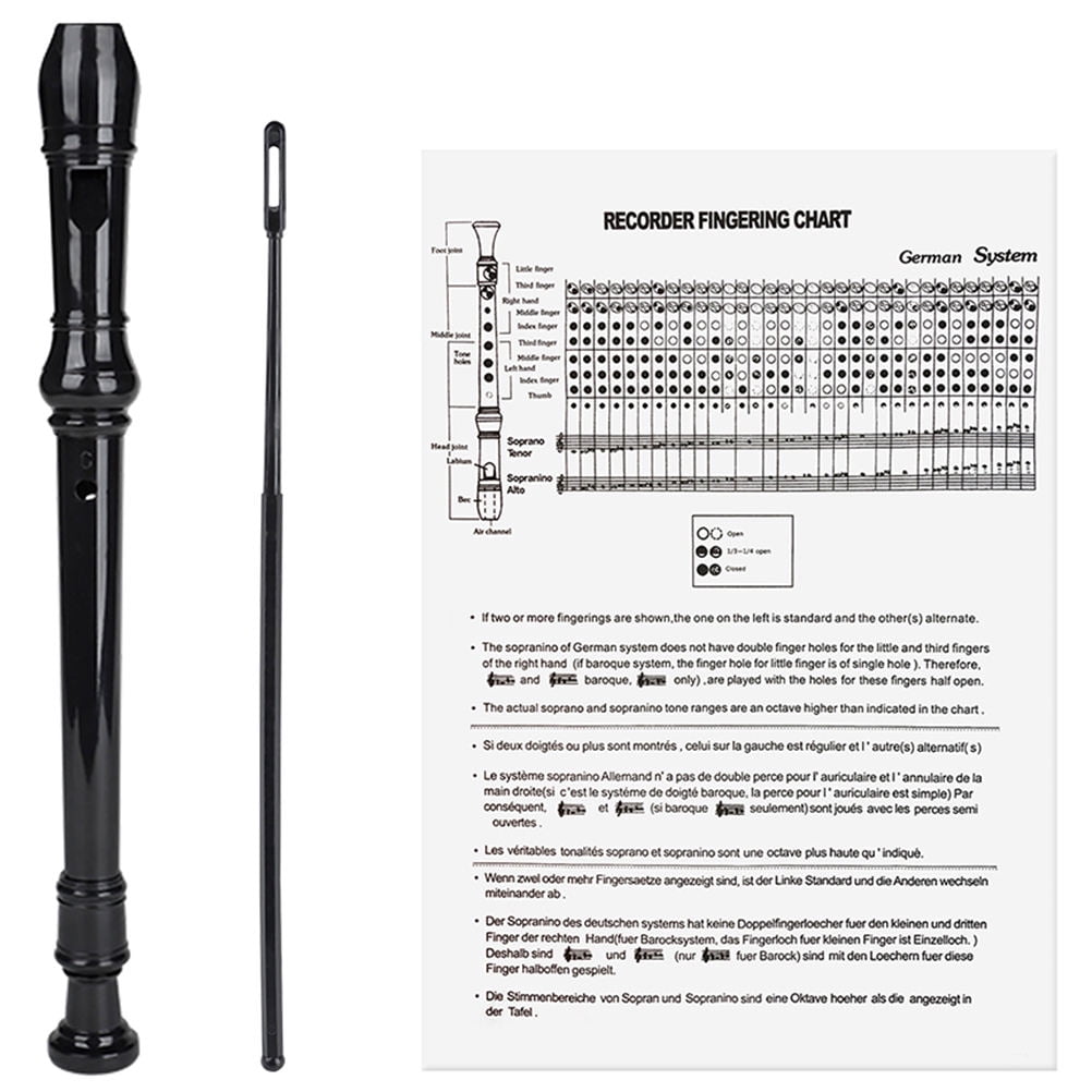 WHAMVOX 8-Hole Black Recorder Flute for Kids and Students - Beginner M