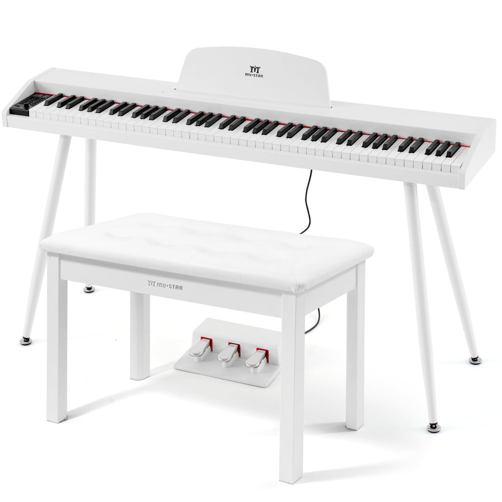 White 88Keys Semi Weighted Electric Digital Piano w/3-Pedal,USB/MIDI,S