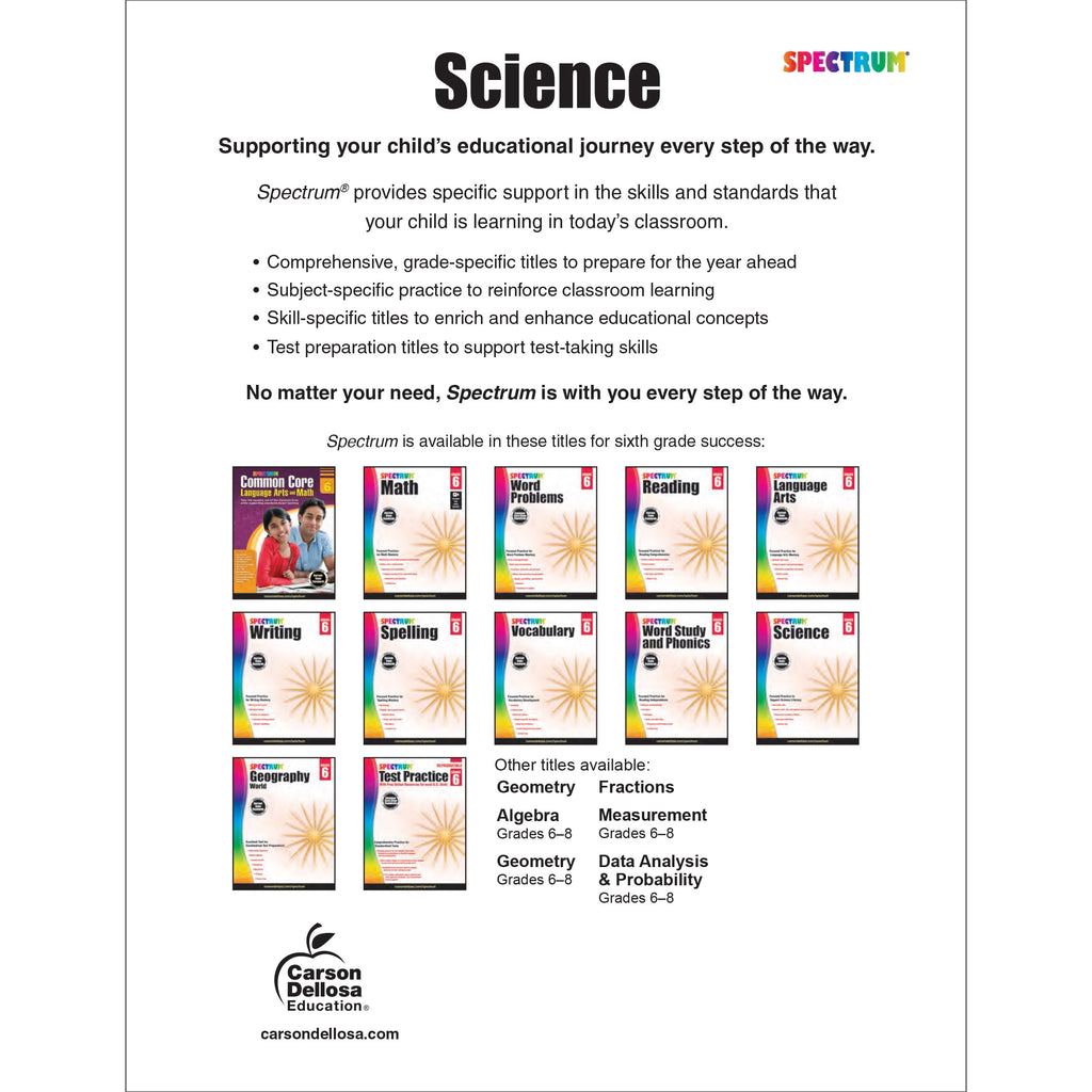 Spectrum Spectrum Science, Grade 6: Volume 58, (Paperback)