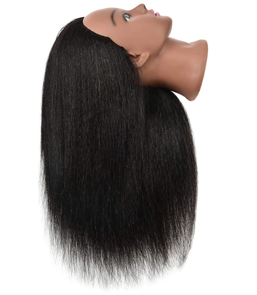 RYHAIR African American Mannequin Head 100% Human Hair for Practice Br