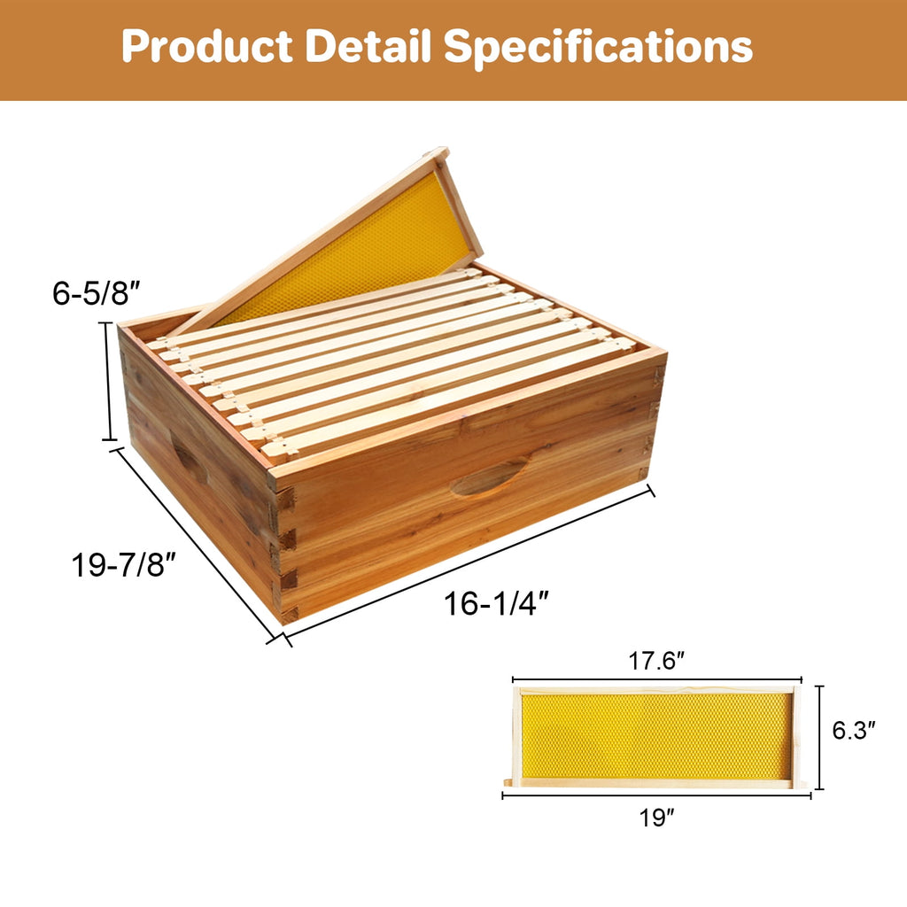 Garderth 10 Frame Beehive,Bee Hive,Weatherproof Cedar Wood Beehive,Pre