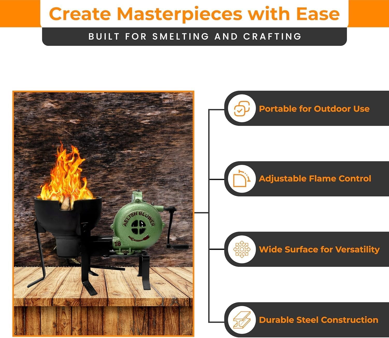 Blacksmithing Coal Forge Furnace with Hand Blower for Knife Making For
