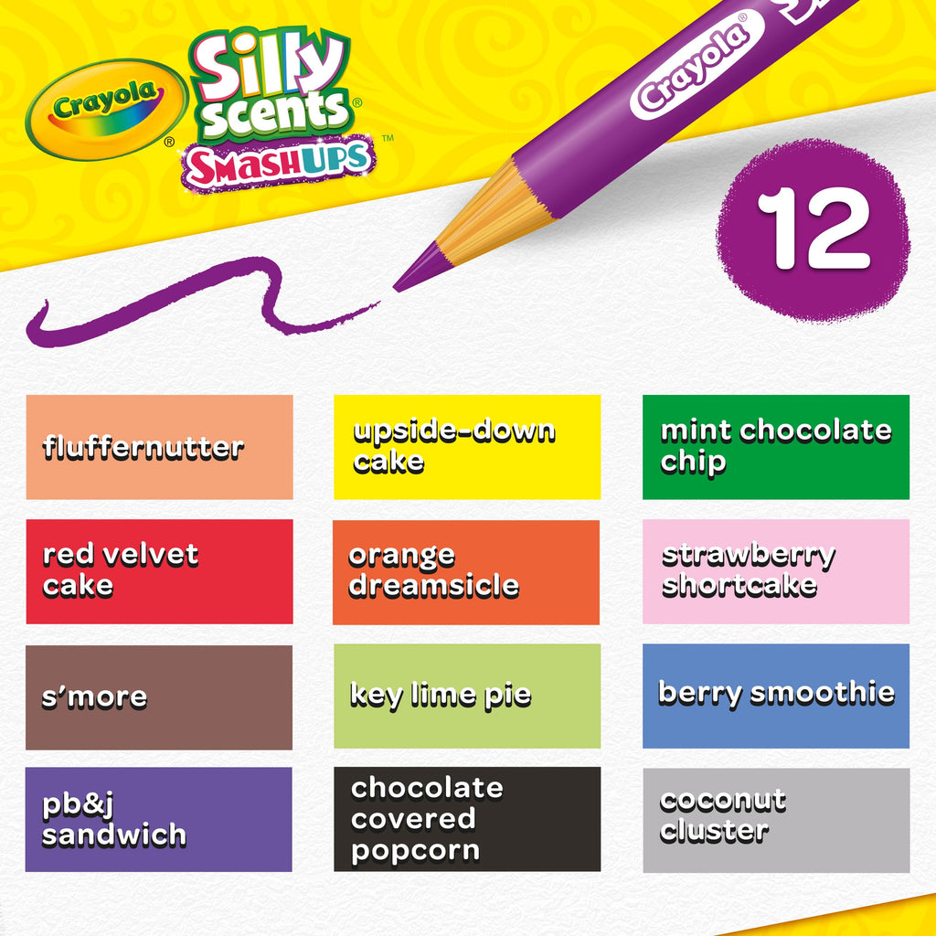 Crayola Silly Scents Smash Ups Colored Pencils, 12 Count, Back to Scho