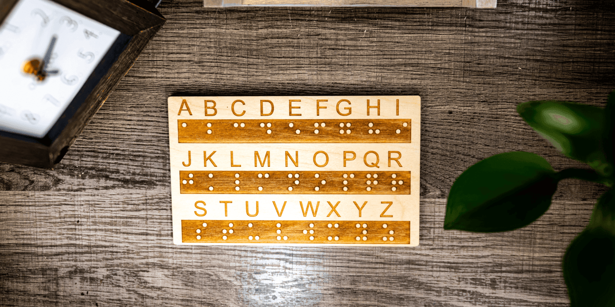 Braille Alphabet Board, Tactile Raised Dots, Made in the USA