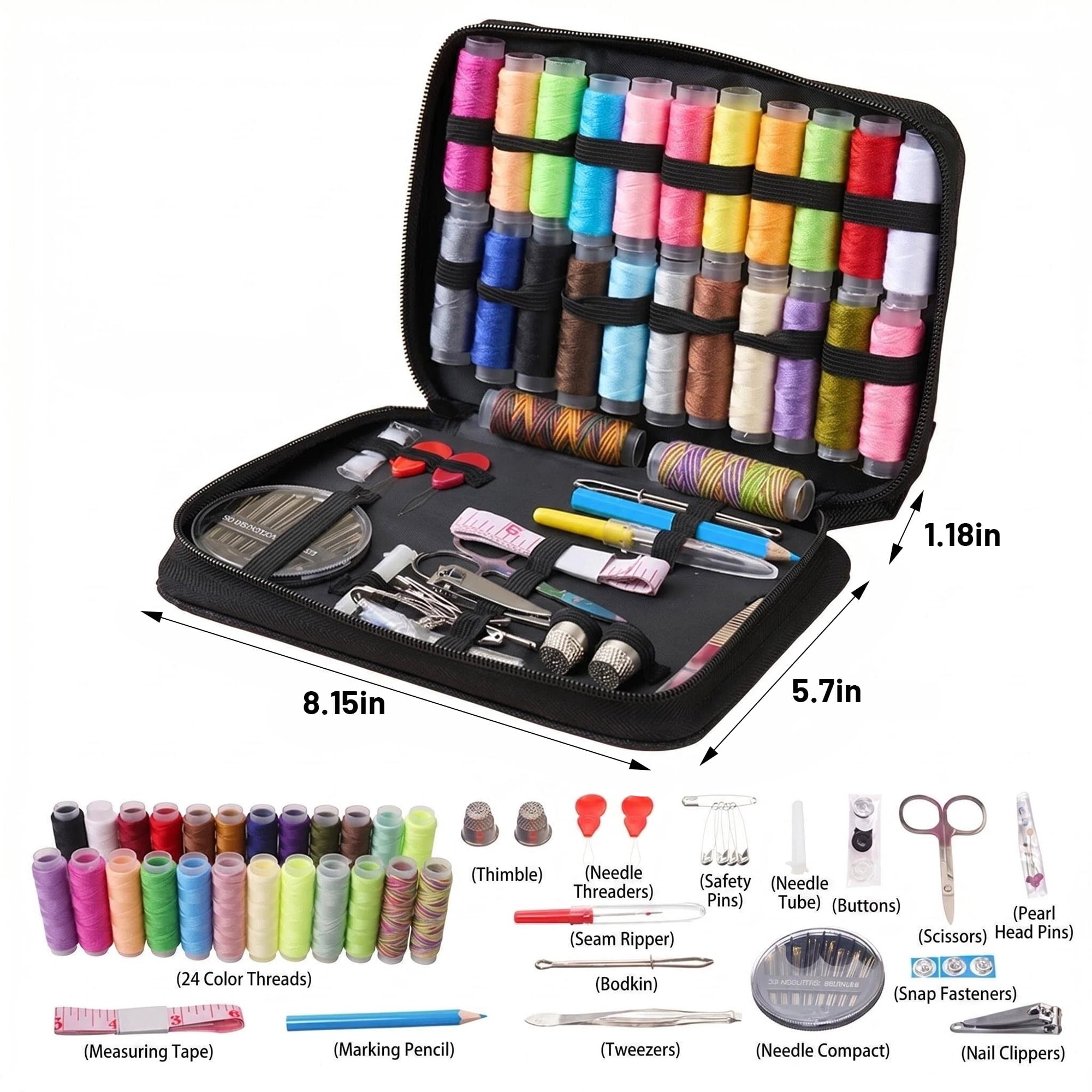 Charcrocsm Sewing Kit, Sewing Supplies with Thread, Needles, Scissors,