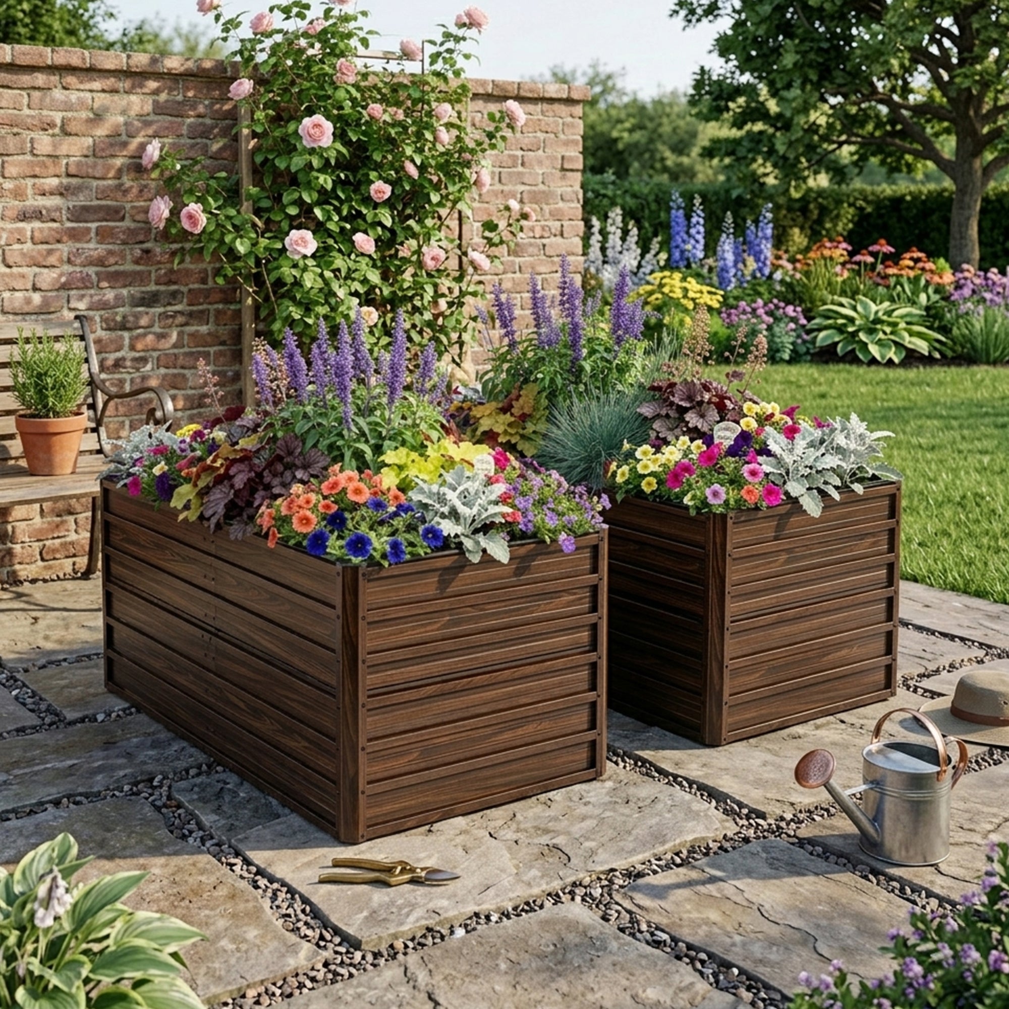 2-Pack 74.6"x35.4"x25" Raised Garden Bed Kit, Metal Elevated Planter Box