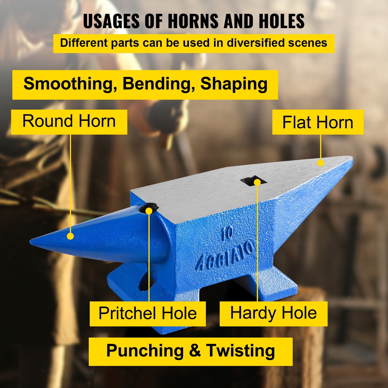 KFFKFF Single Horn Anvil 22Lbs Steel Anvil Blacksmith for Sale Forge S