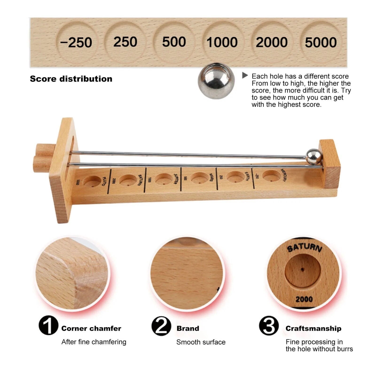 Weloille Wooden Marble Run Set 1 Piece, Children's Educational Buildin