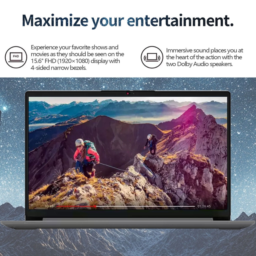 Lenovo IdeaPad 2025 15.6” FHD Laptop, Intel 4-Core CPU, 8GB RAM, 128
