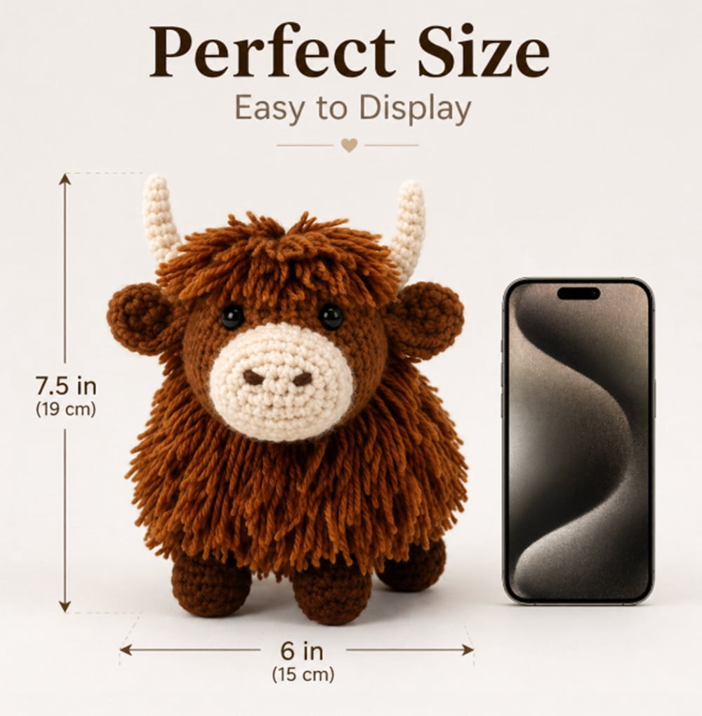 Highland Cow Crochet Kit for Beginners, Crochet Animal Starter Kit wit