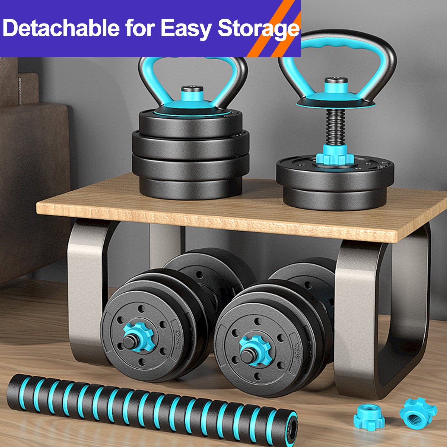 Adjustable Dumbbells, 45LBS 4-in-1 Portable Changeable Dumbbell, Kettl