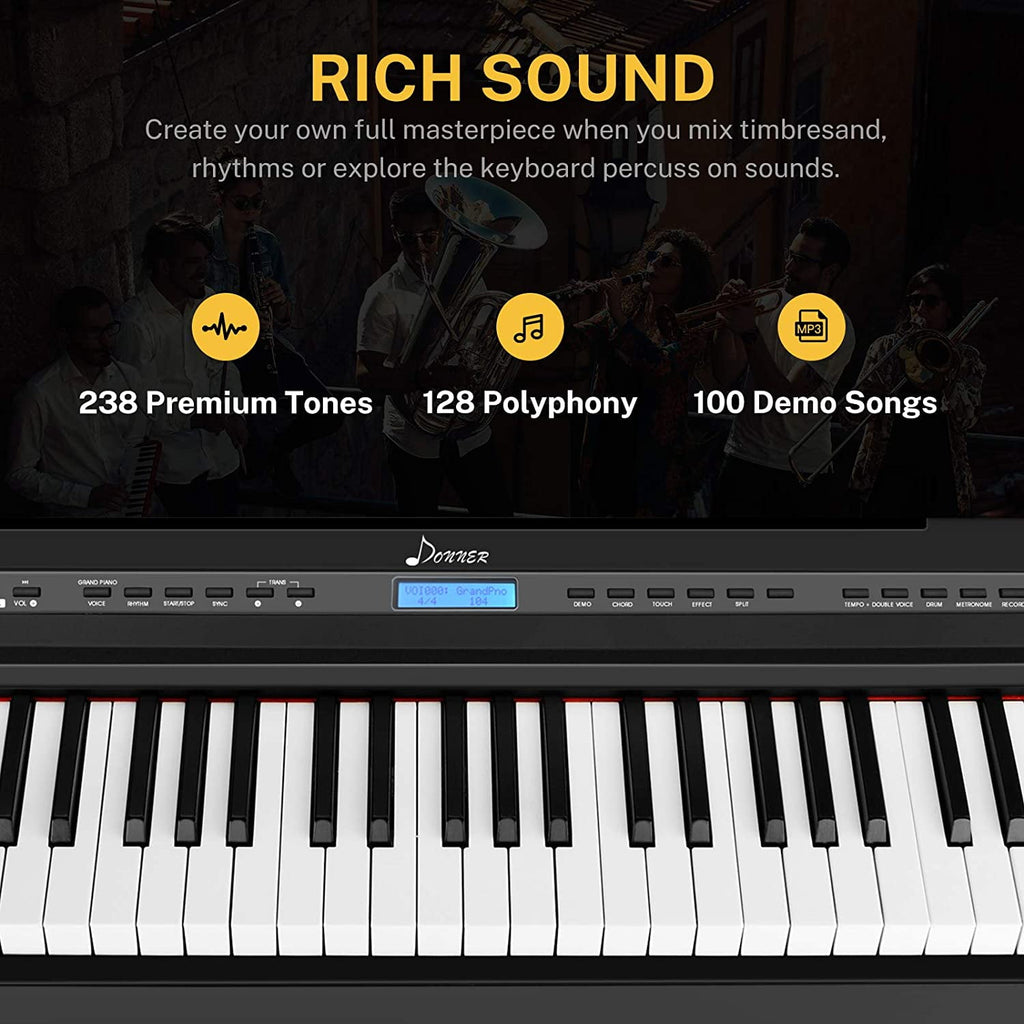 Donner DEP-20 Beginner Digital Piano 88 Keys Full Size Weighted Keyboa