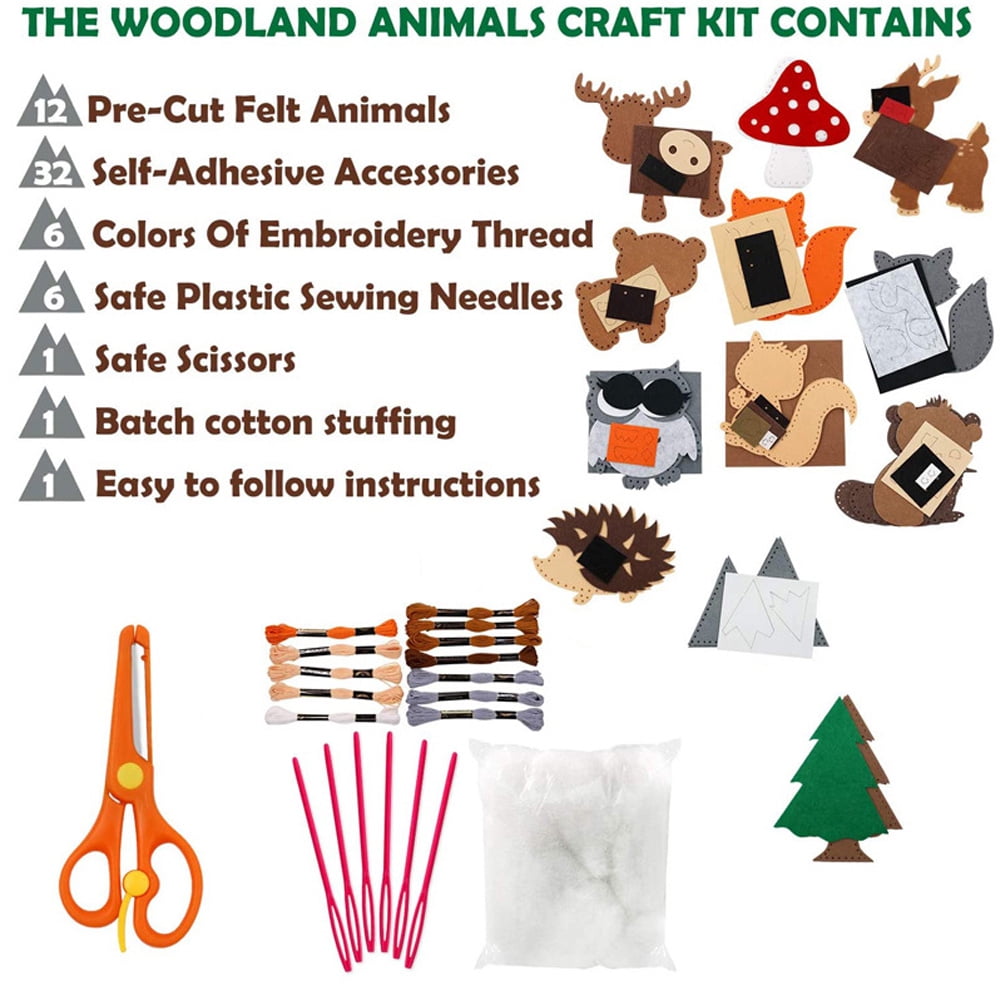 Jetcloudlive Kids Sewing Kit Woodland Animals Craft Kit - Make Your Ow