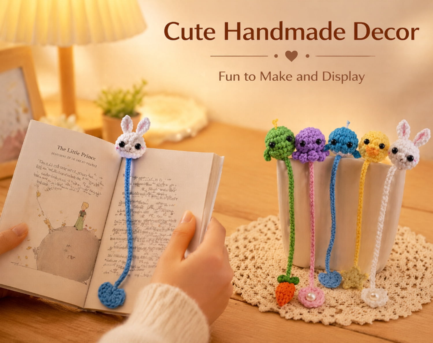 6 Pack Animal Bookmark Crochet Kit for Beginners, Christmas Amigurumi