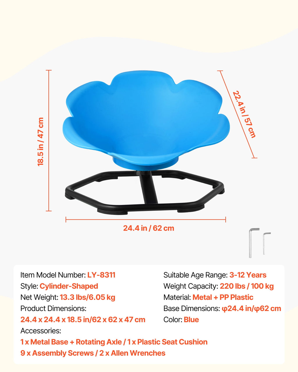 Swivel Chair - blue, 220 lbs Capacity