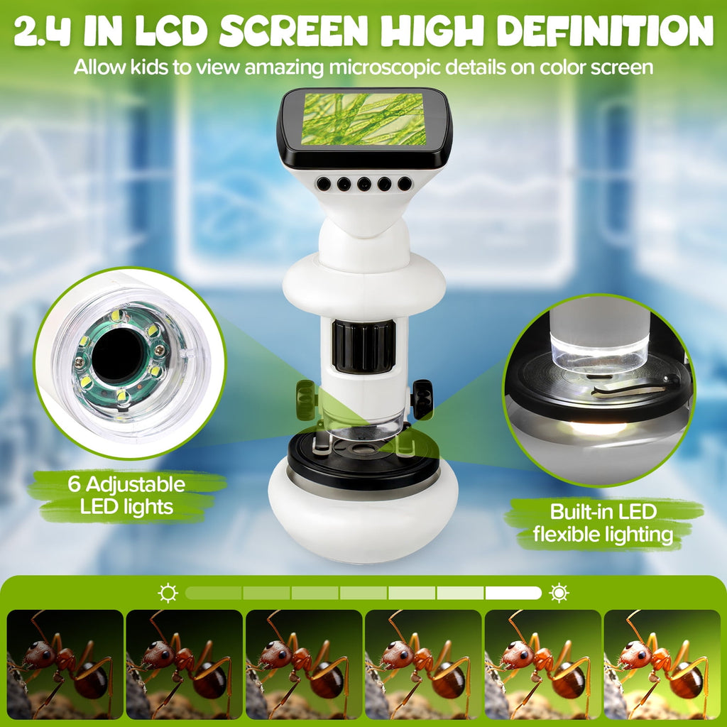 UUSUOO Microscope for Kids,Beginner STEM Microscope Kit,Educational To