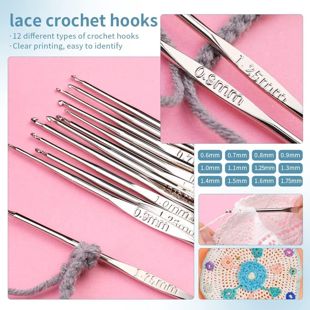 Wiher Complete Crochet Kit for Beginners,130 Pcs Crochet Kit Including